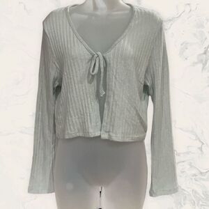 Top Shop Topshop Cozy  Rib Crop Cardigan  - Size L - Light blue
